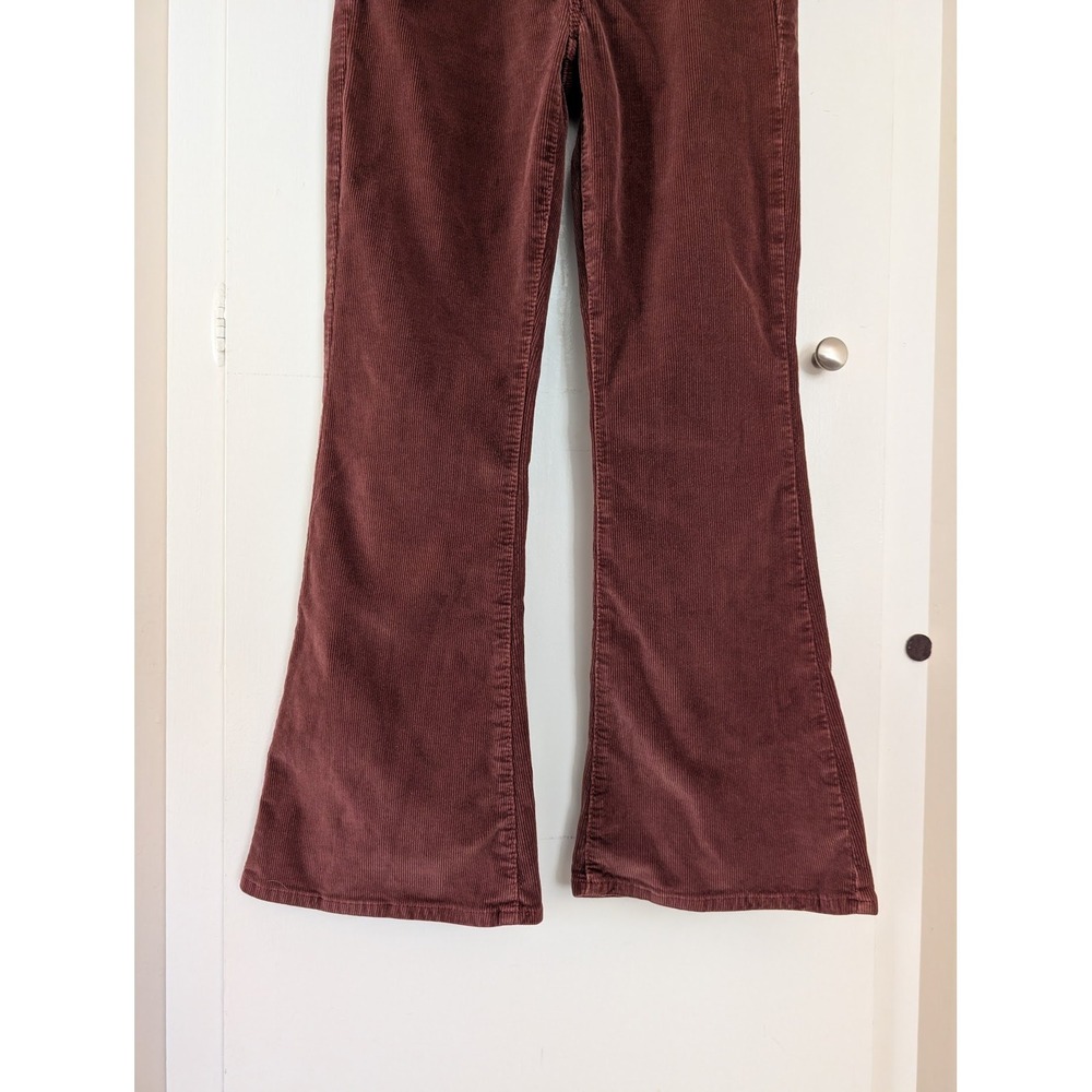 American Eagle Burgundy Corduroy‎ High Rise Flare Pants Button Fly Womens 4S - Picture 7 of 8